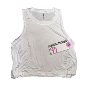 Embrace your love Women's Peace Cropped Tank Top White Size M